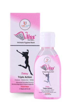 Vliss Daisy Triple Action Gel - Intimate Hygiene Wash | Dermatologist and Gynecologist Approved - 50ml Travel Pack