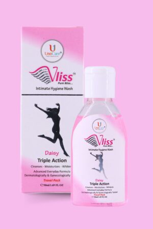 Vliss Daisy Triple Action Gel - Intimate Hygiene Wash | Dermatologist and Gynecologist Approved - 50ml Travel Pack